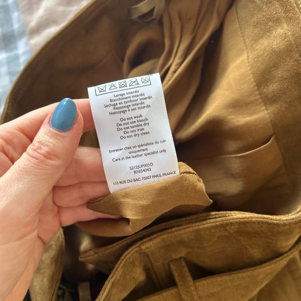 NWOT Sezane Leandra Skirt -- Taupe Suede, Size 34 (US 2) - Picture 8 of 10